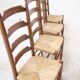 Architectural high-back chairs, straw seat, set of 4.