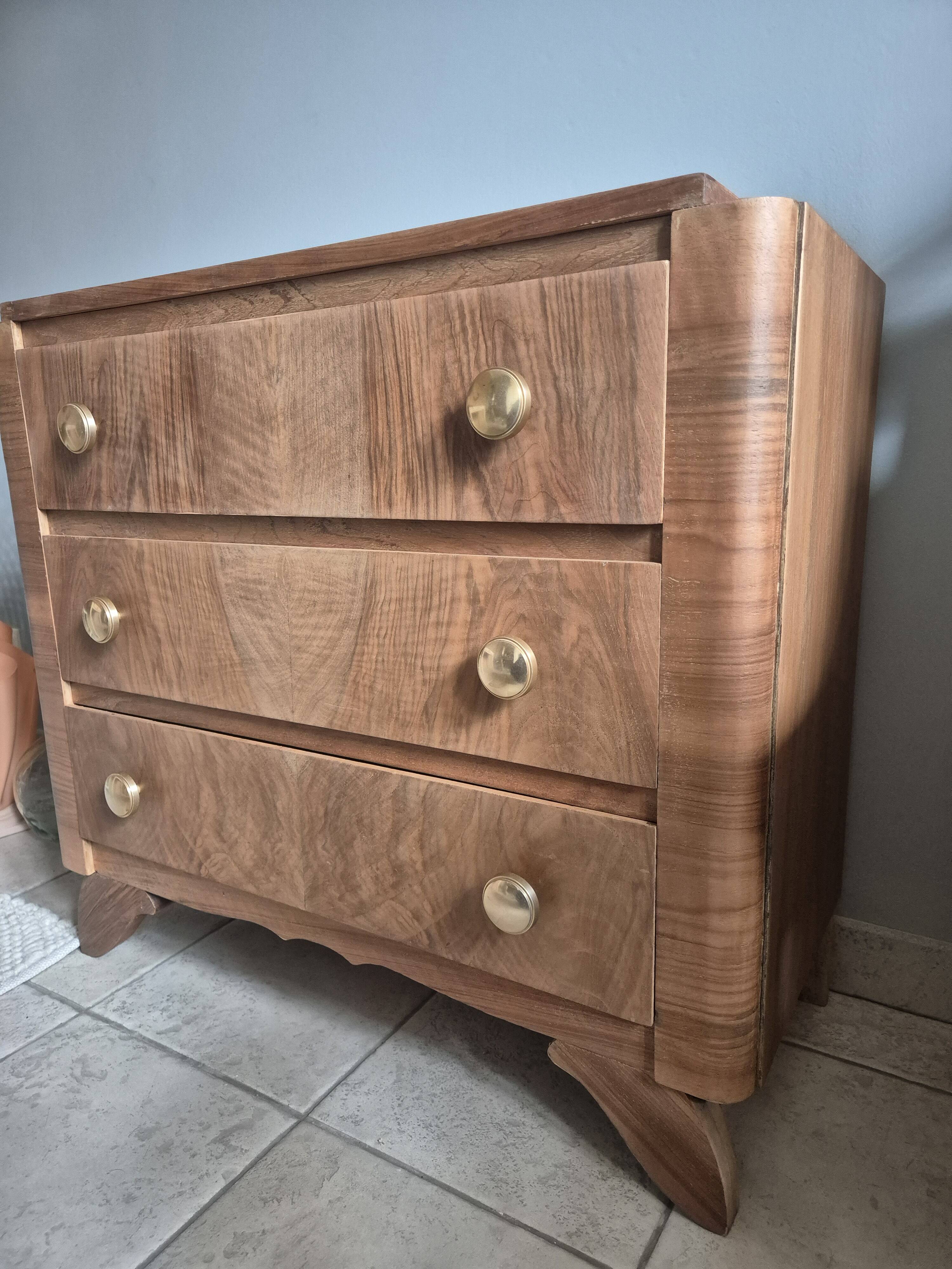 Vintage art deco burr walnut chest of drawers