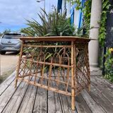 Petit bureau en rotin avec chaise