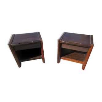 Paire de tables de chevet, vintage, placage palissandre