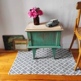 Patinated vintage bedside table