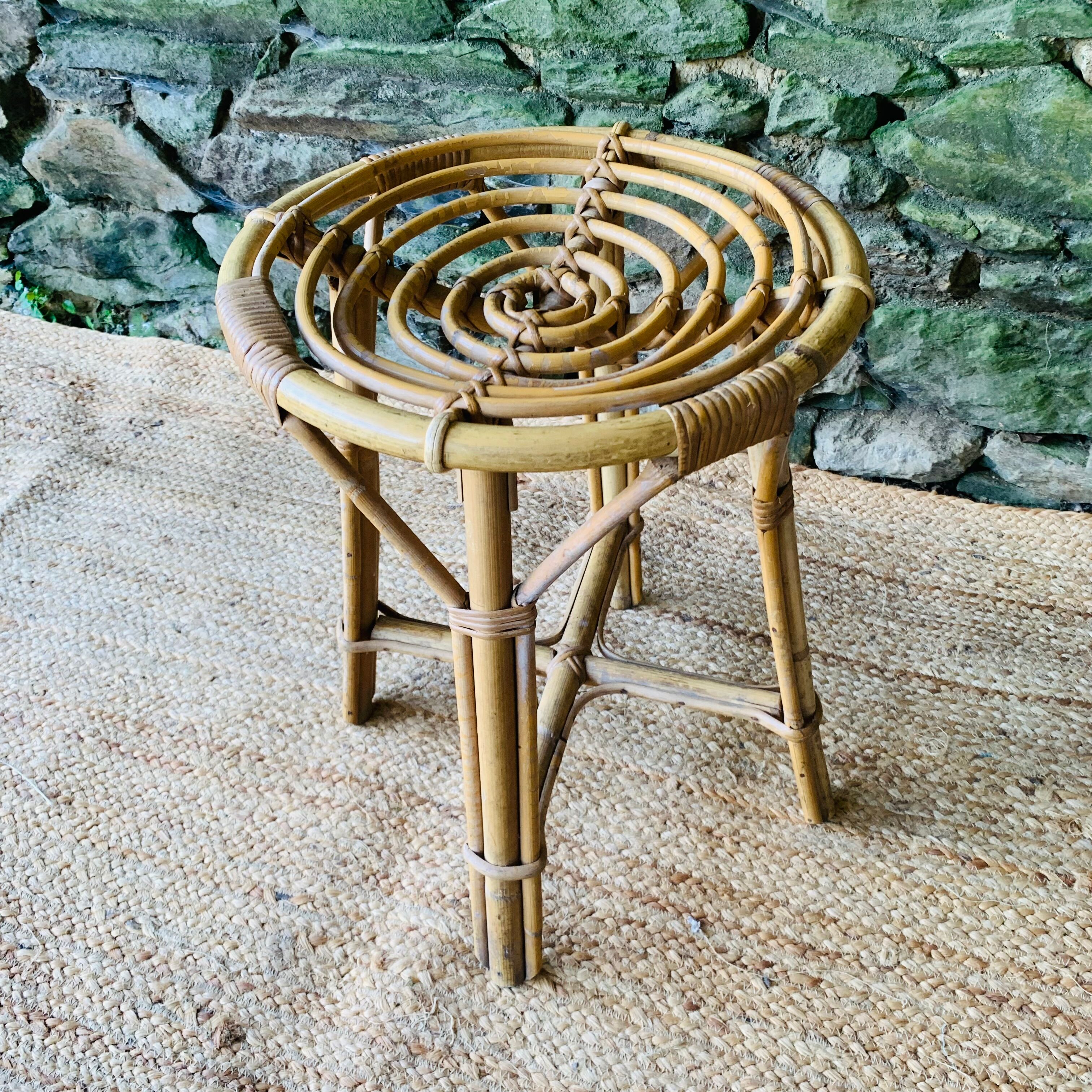 Vintage 1960s rattan stool