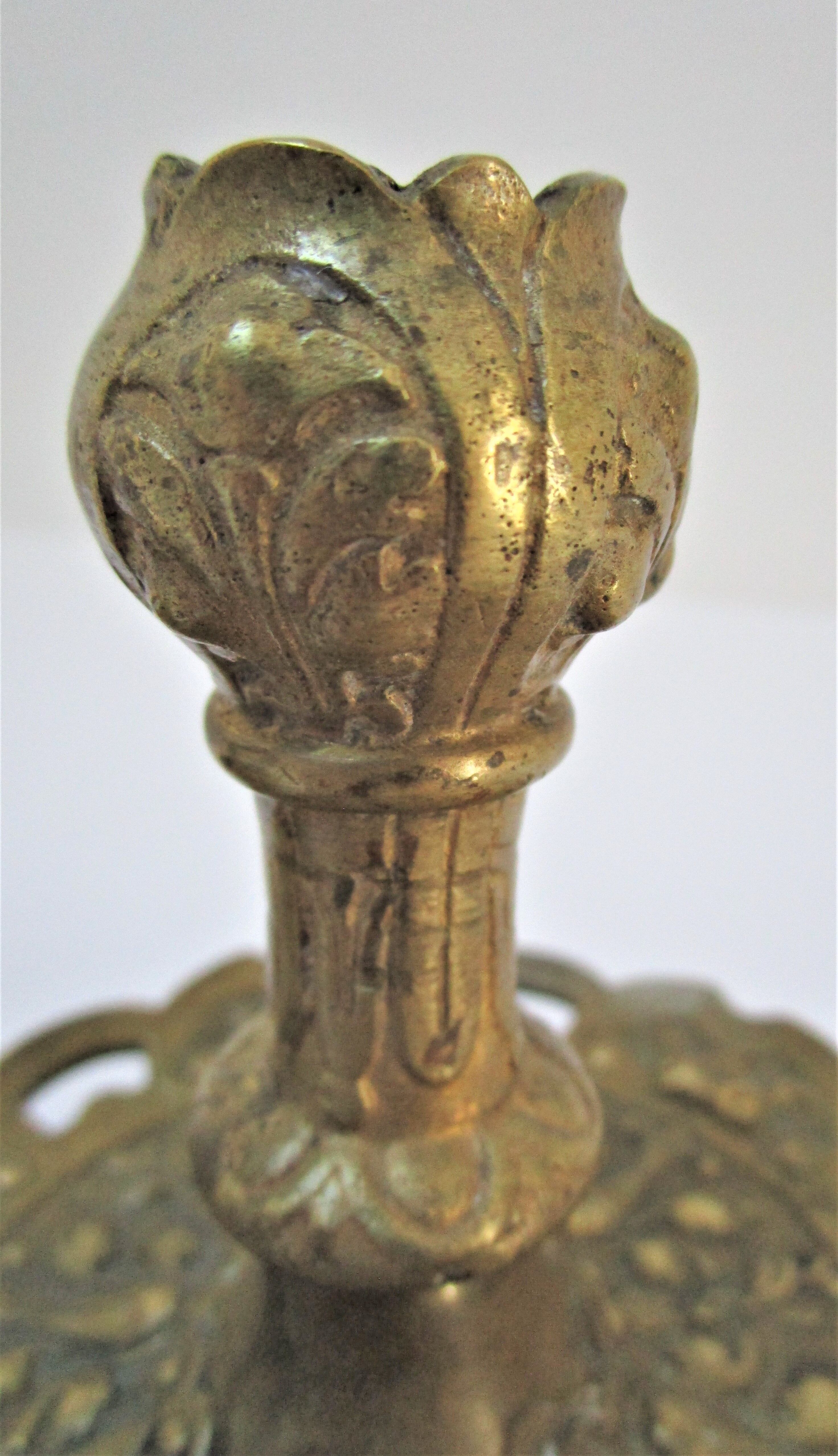 Pair of candle holders gilded bronze patinated vegetal decoration early twentieth century