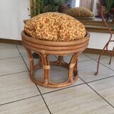 Pouf  rotin vintage