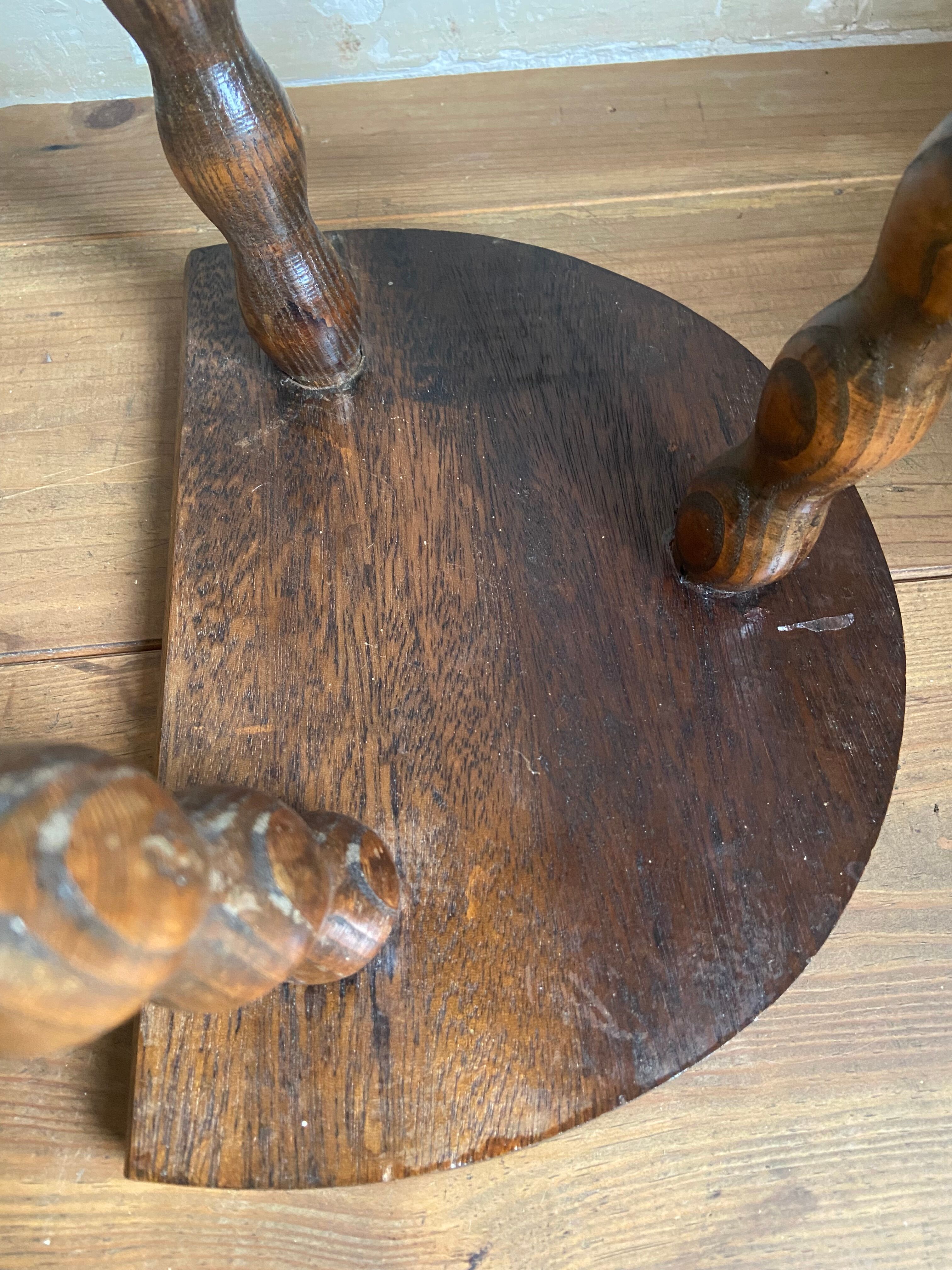 Pair of wooden milkman's stools turned brutalist