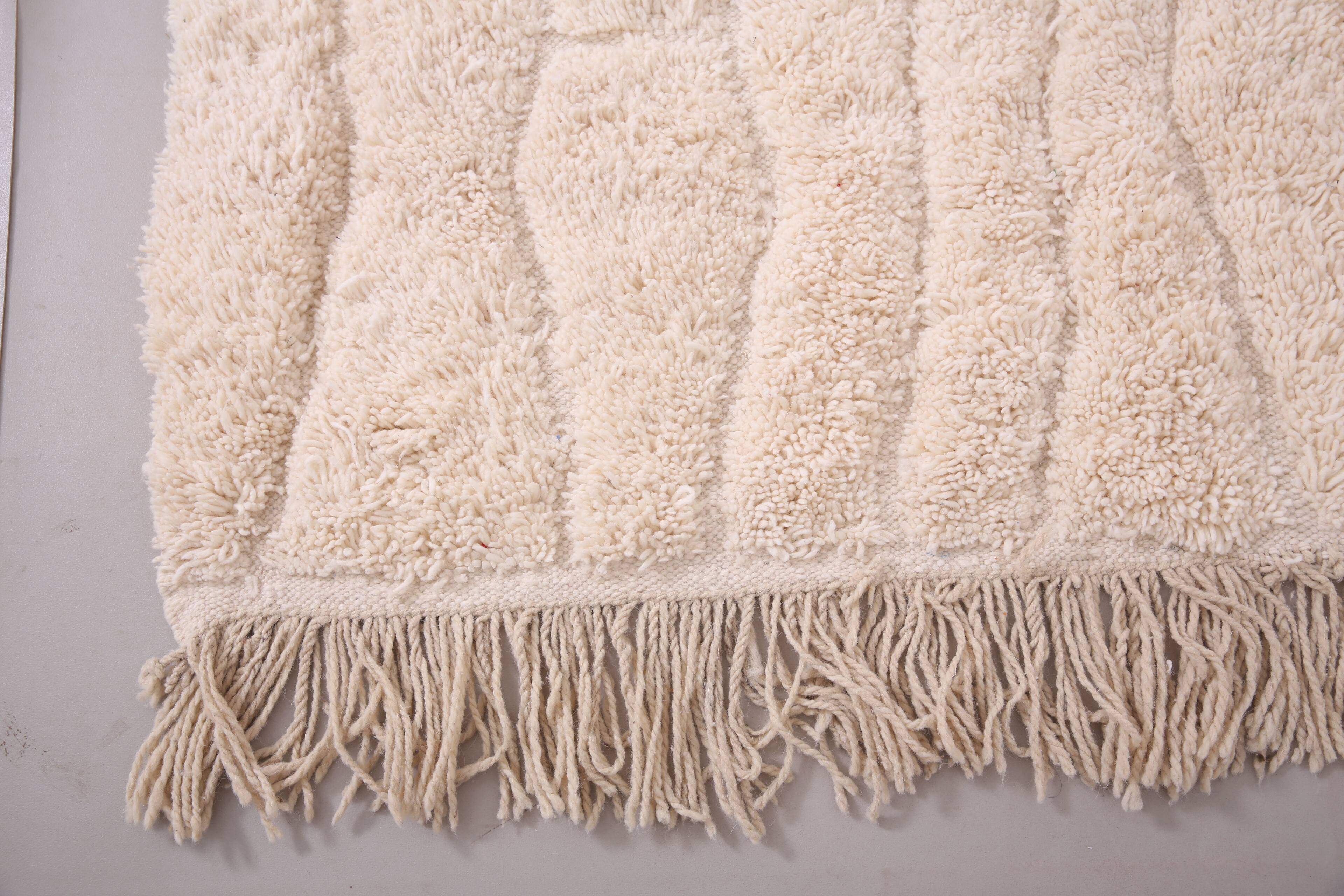 Cream Handmade Moroccan Rug 167 x 242 cm - Beige Beni Ourain Rug Berber