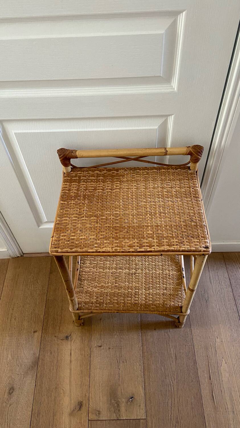 Vintage rattan bedside table 1960
