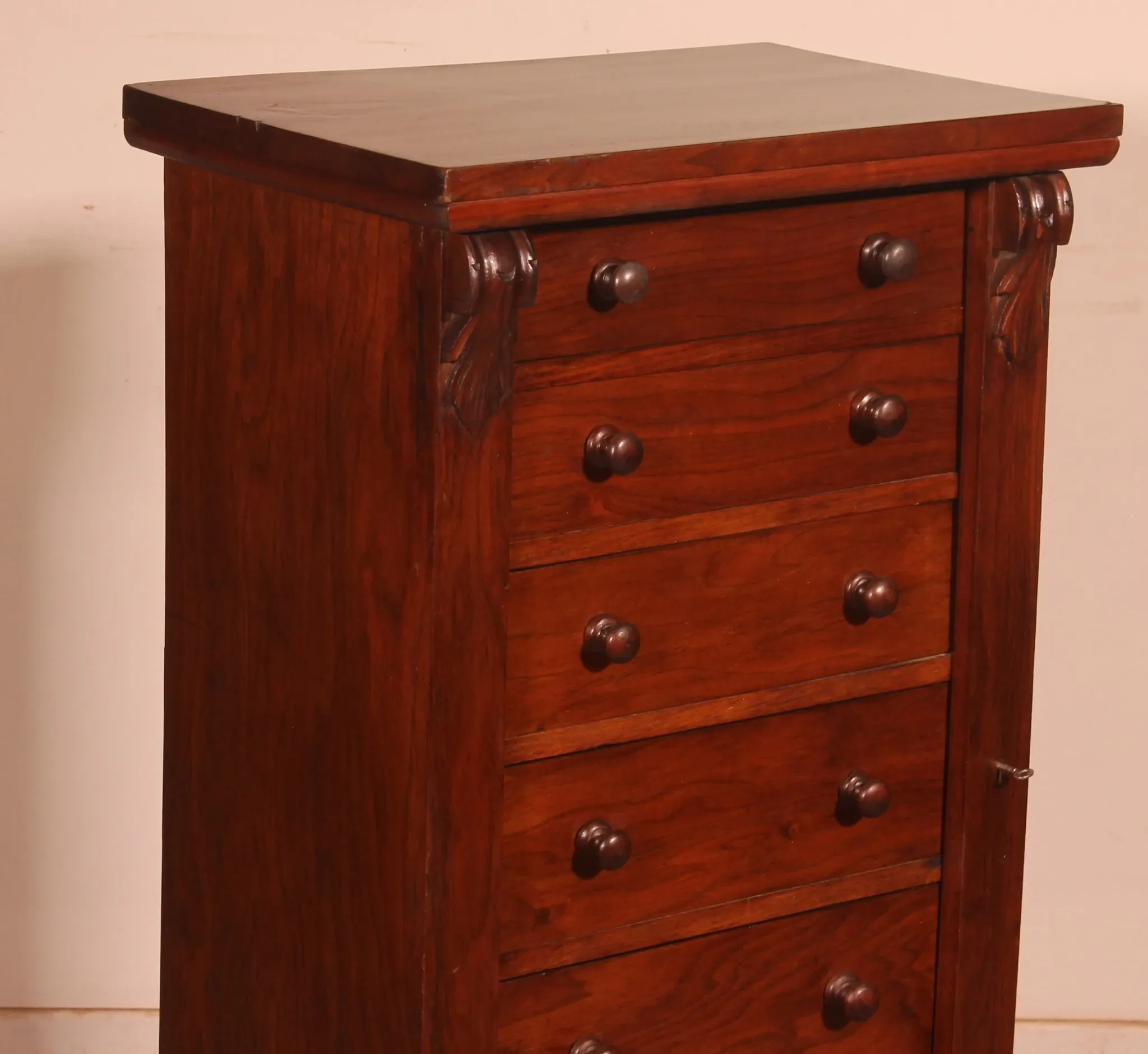 19th-century walnut Wellington commode