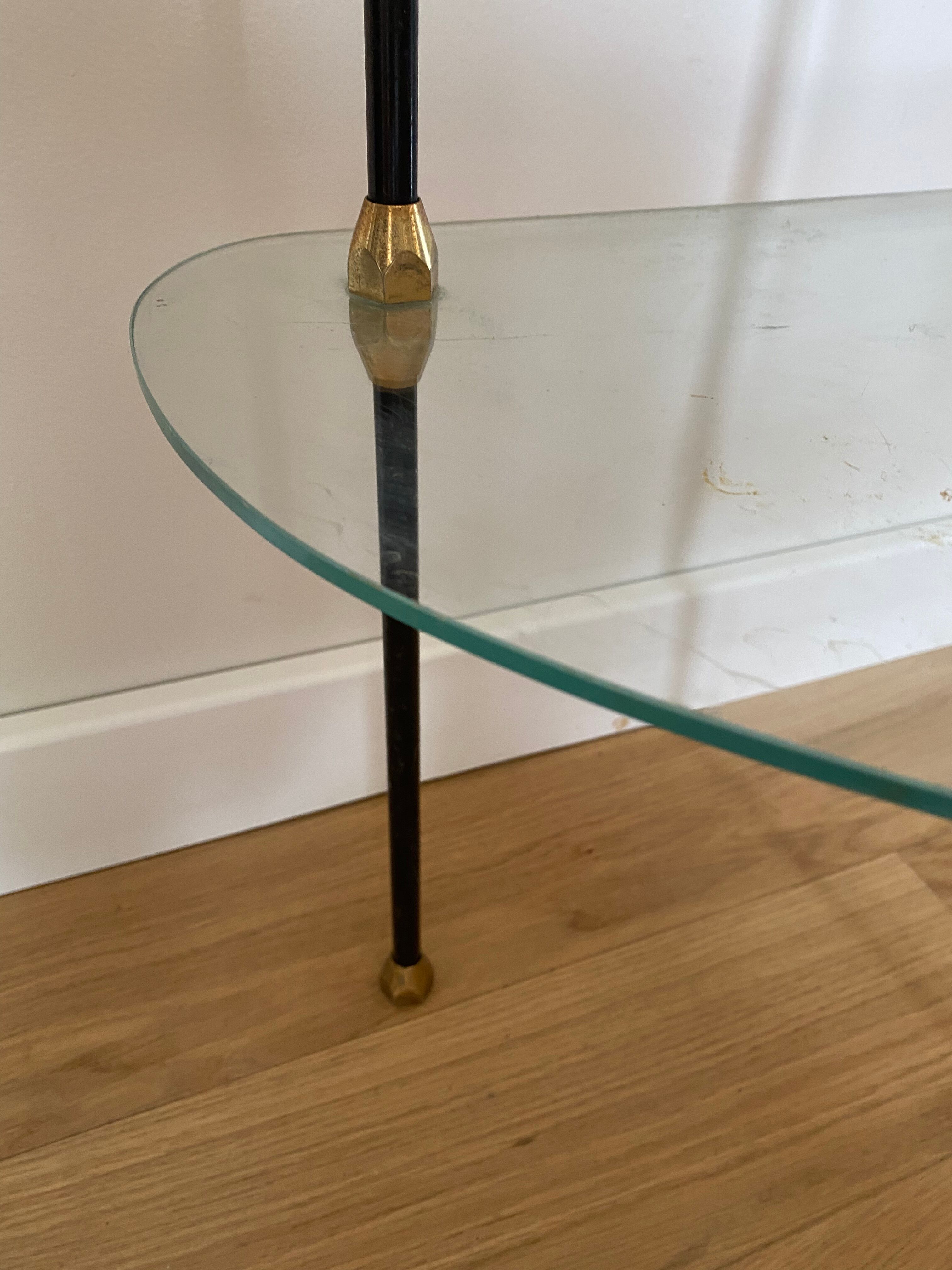 Glass and iron tripod console 1950