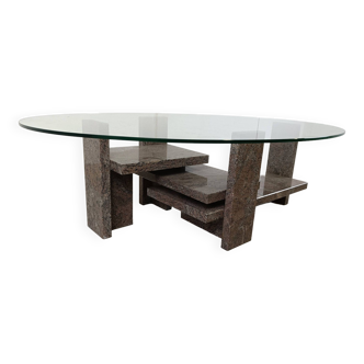 Vintage granite coffee table by Willy Ballez, 1970s