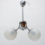 Suspension art déco chromé et bois, vers les années 1930