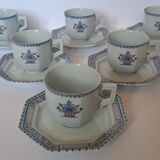 6 tasses et sous-tasses Limoges Coquet forme Lotus