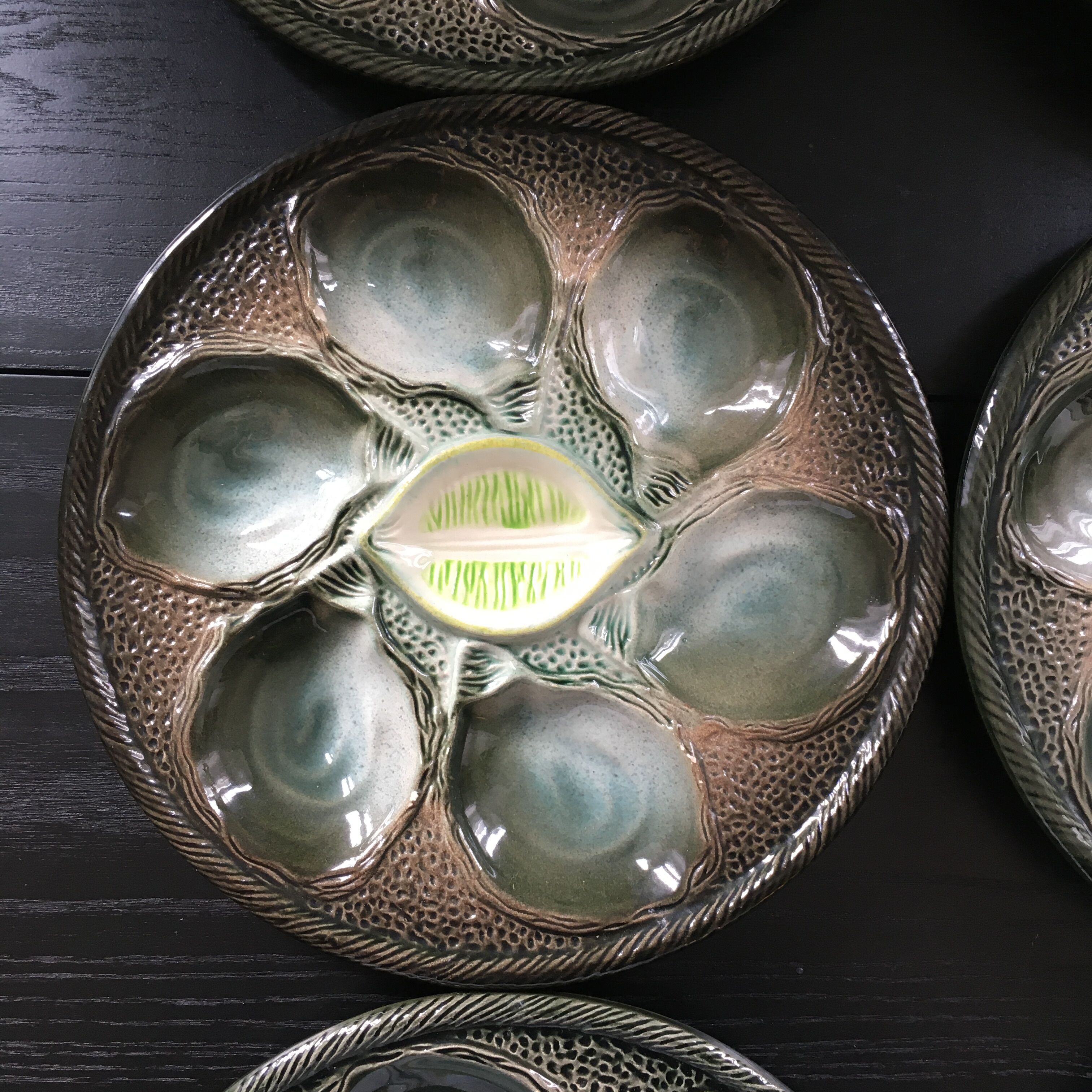 Lot de 6 assiettes à huîtres St Clément