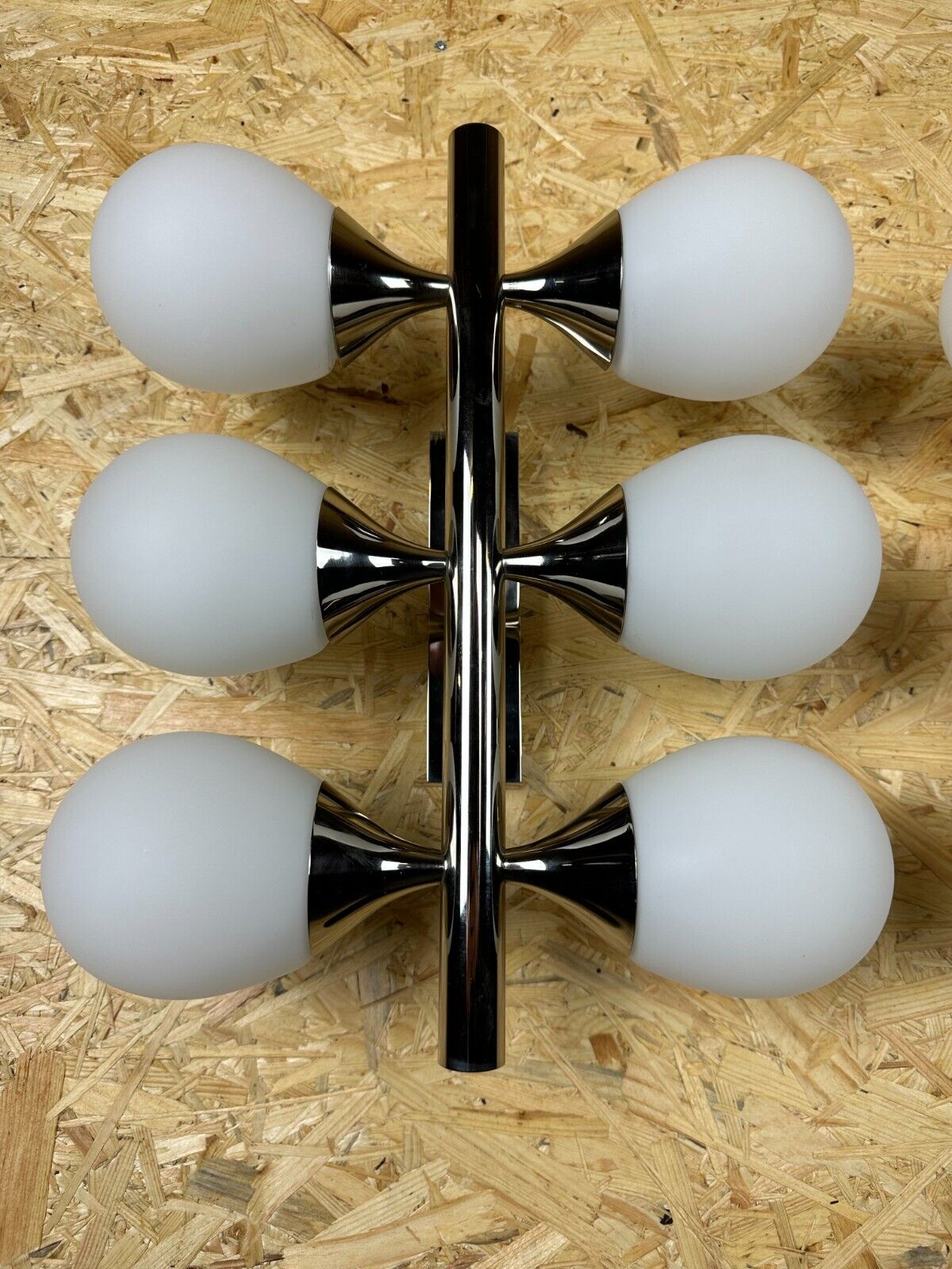 2x 60s 70s 6-bulb Sputnik wall lights by Kaiser Leuchten opal glass