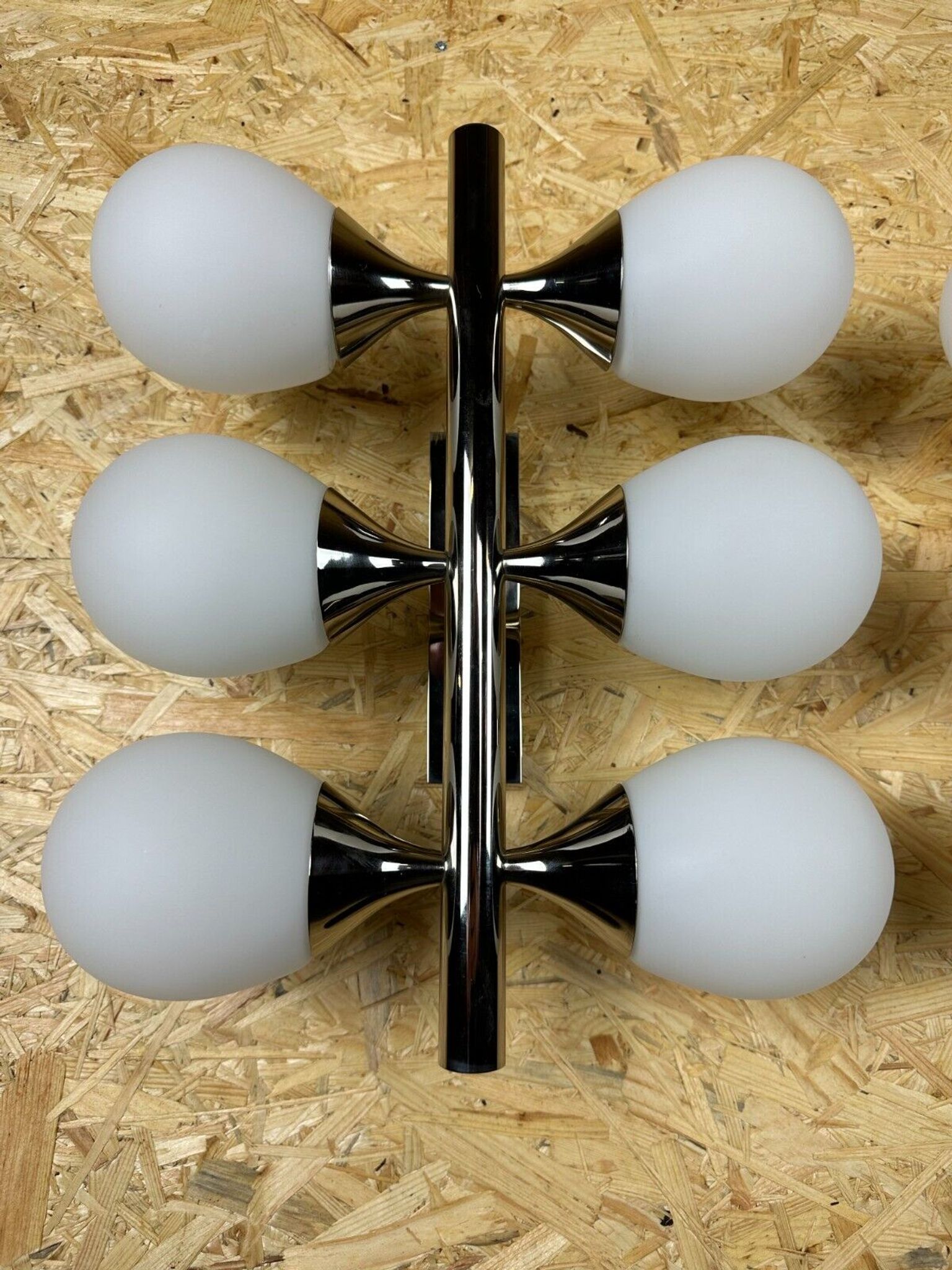 2x 60s 70s 6-bulb Sputnik wall lights by Kaiser Leuchten opal glass