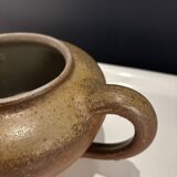 Brown glazed stoneware teapot