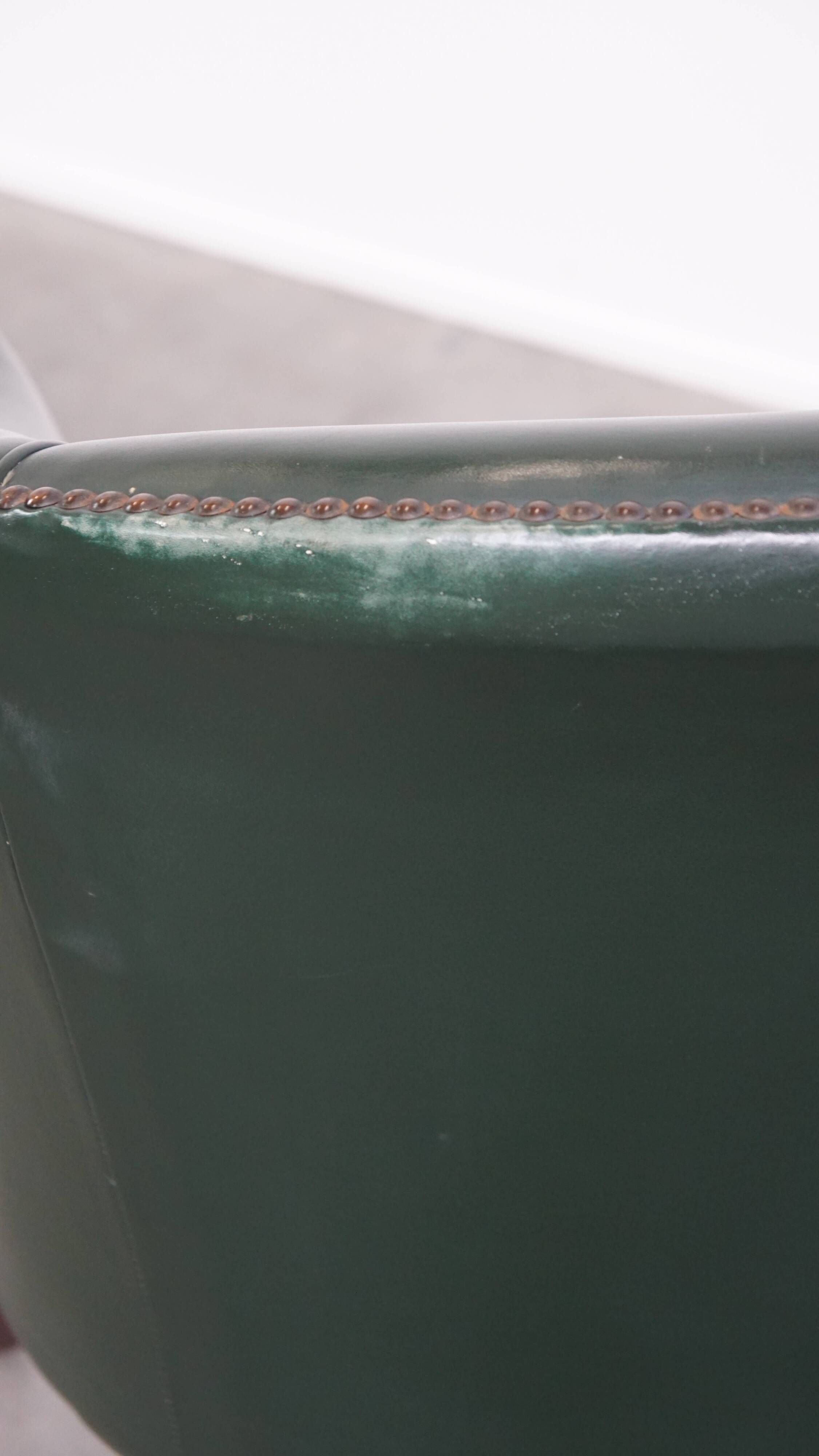 Green Cowhide Leather and Wooden Side/Dining/Desk Chair in English Style