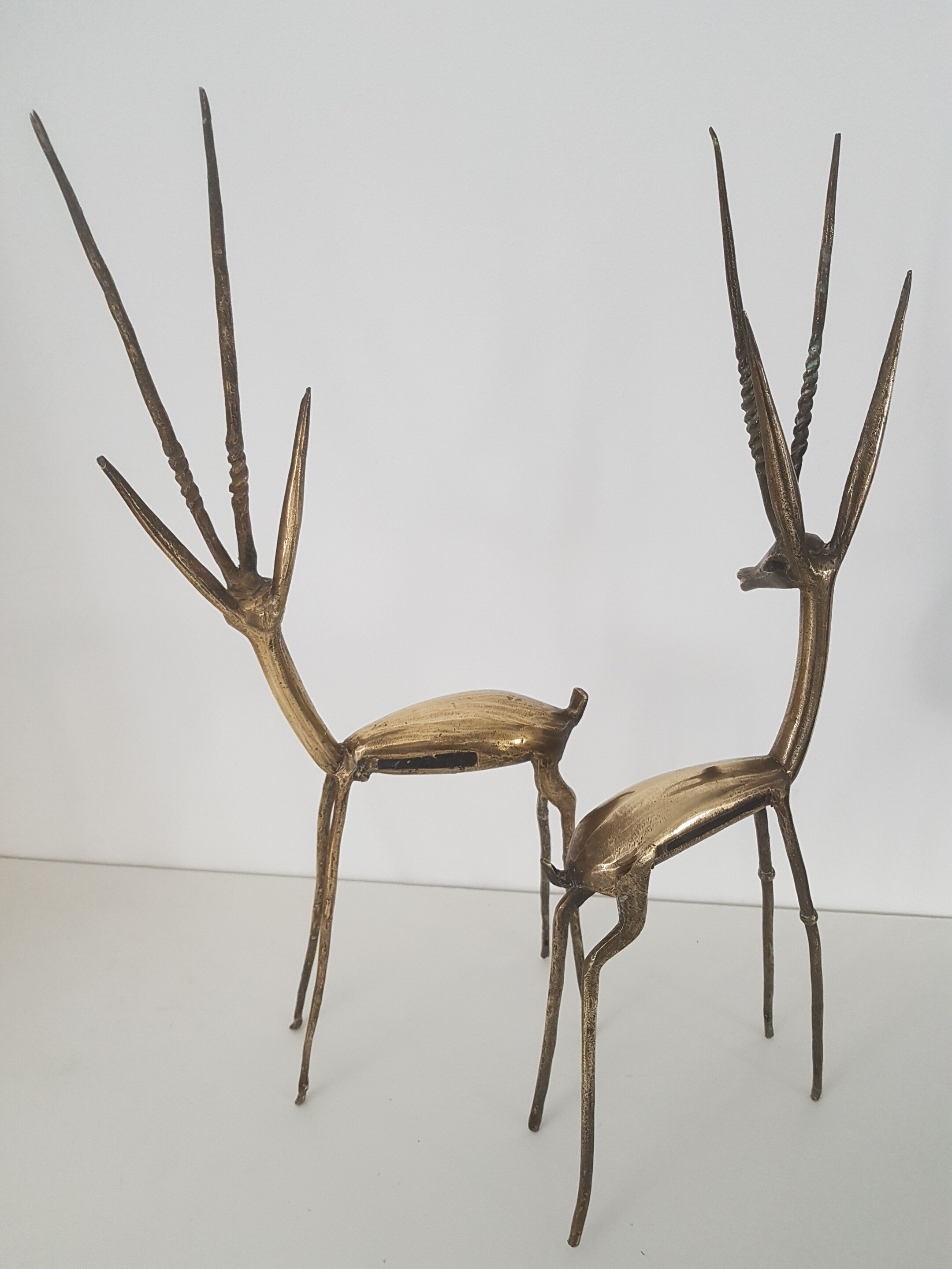 Lot of 2 vintage brass antelopes