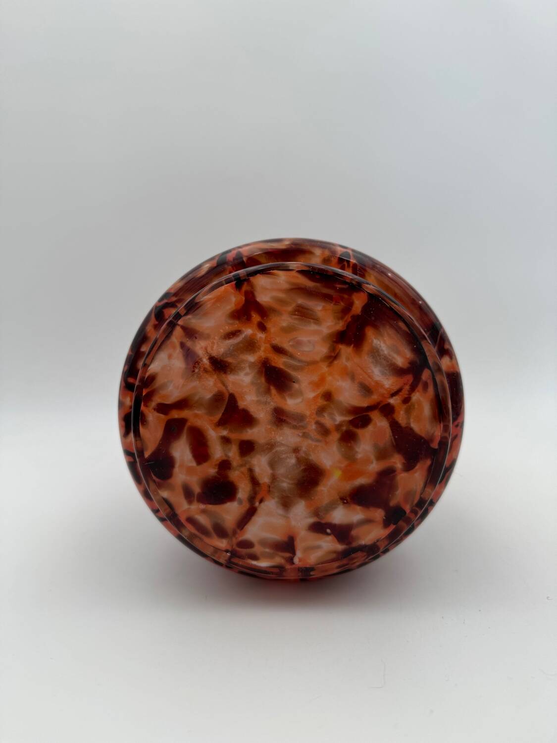 Orange and brown speckled glass vase, Clichy style