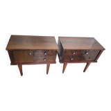 Pair of vintage 70s walnut bedside tables