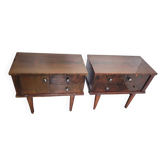 Paire de tables de chevet vintage des années 70 en noyer