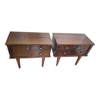 Pair of vintage 70s walnut bedside tables