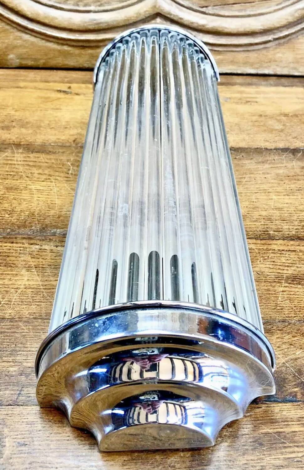 Chrome and glass tube wall light Petitot Genet and Michon c 1950