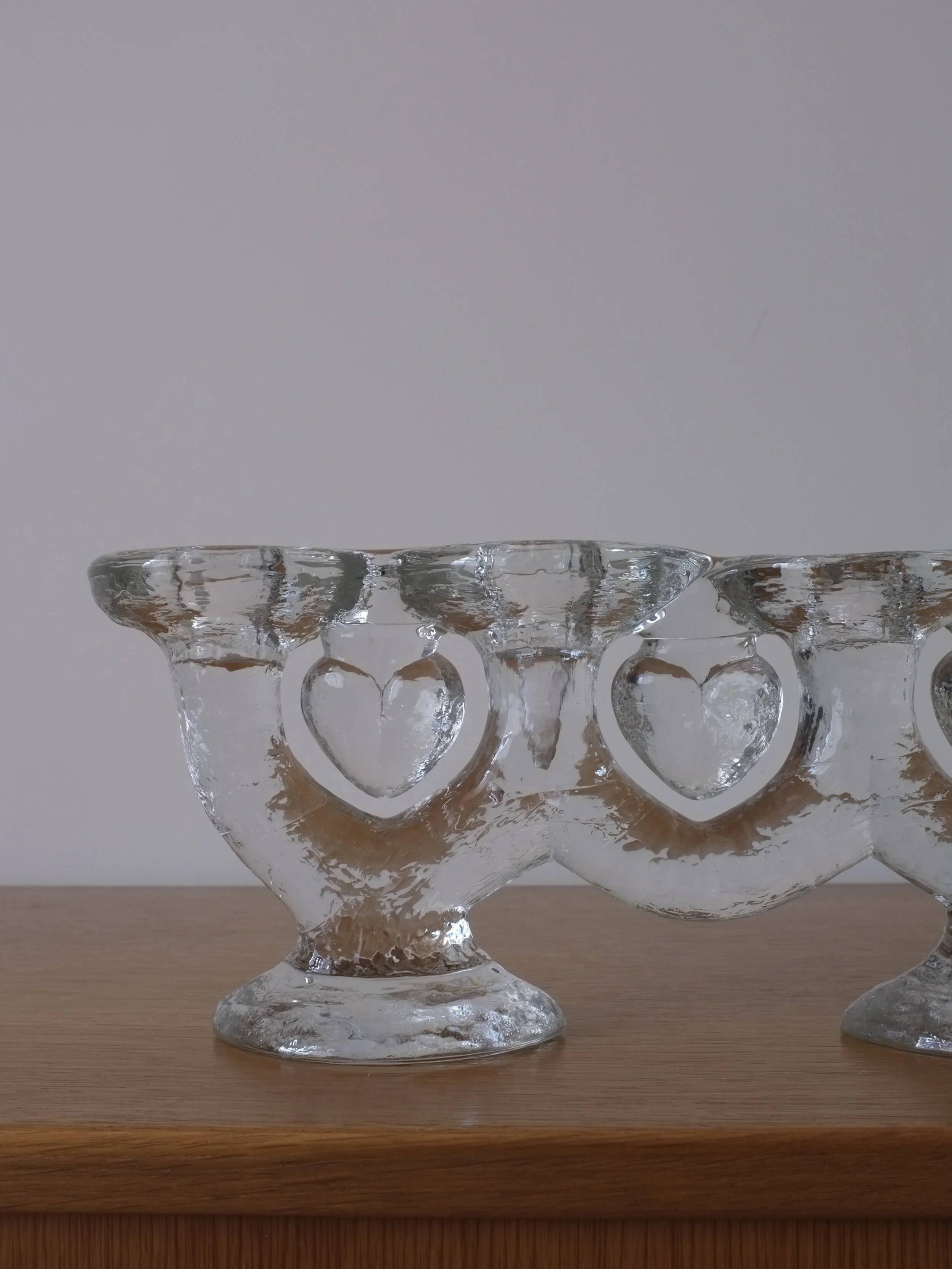 Large glass candle holder by Staffan Gellerstedt | Pukeberg Glasbruk | Sweden