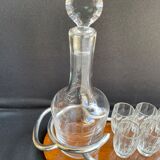 Liquor cabaret - Art Deco - Blown and cut crystal, mahogany or ebony macassar and stainless steel