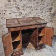 Antique French pine desk – 1880, bar/counter unit with drop-leaf compartments – 65×120×106 cm