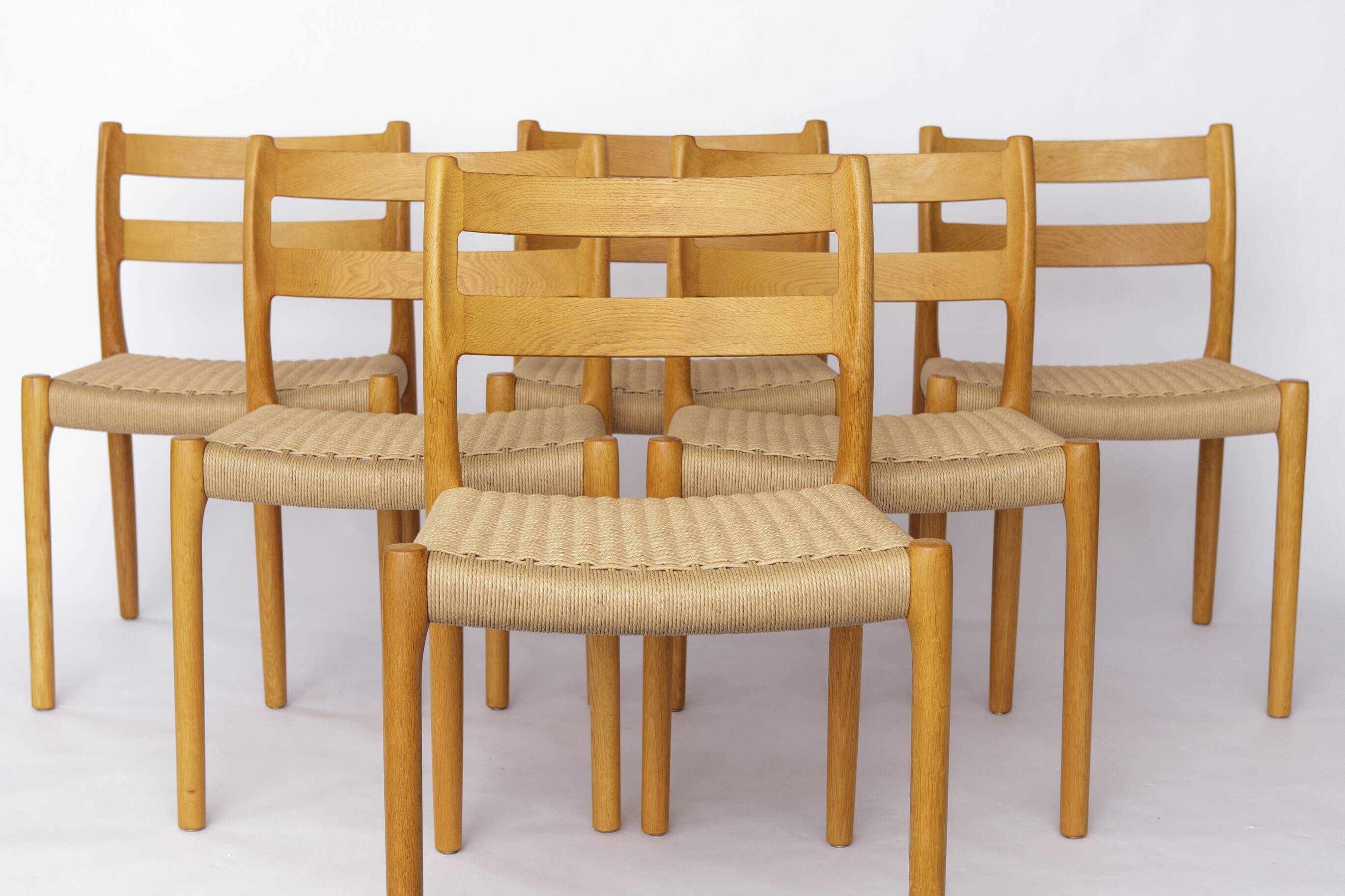 Set of 6 Niels Otto Møller Model 84 Dining Chairs in Oak | Danish Vintage