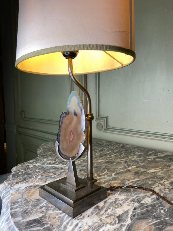 Plaque D'Agathe Montée En Lampe, circa 1980