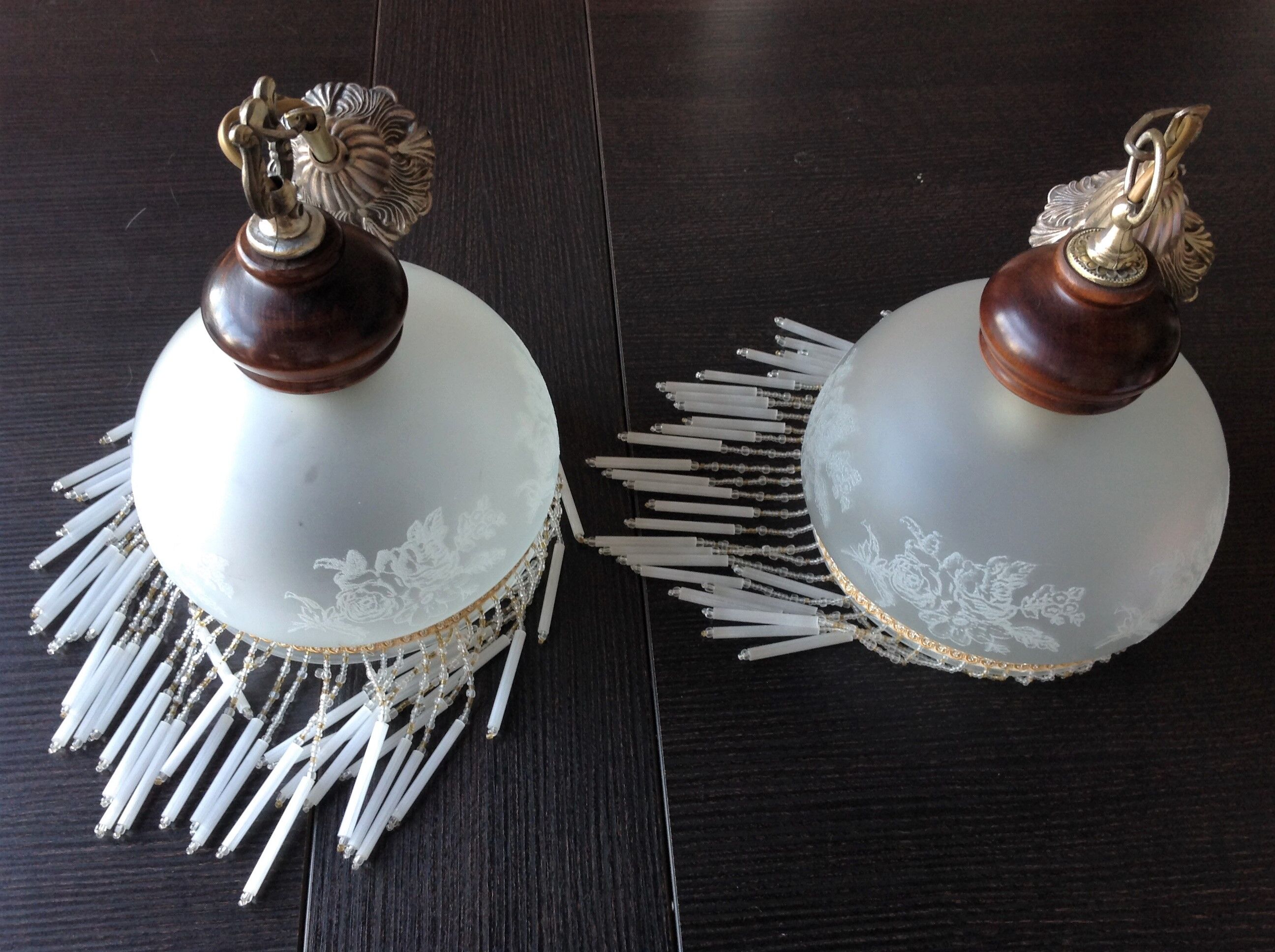 Pair of art deco style frosted glass globes