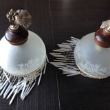 Pair of art deco style frosted glass globes