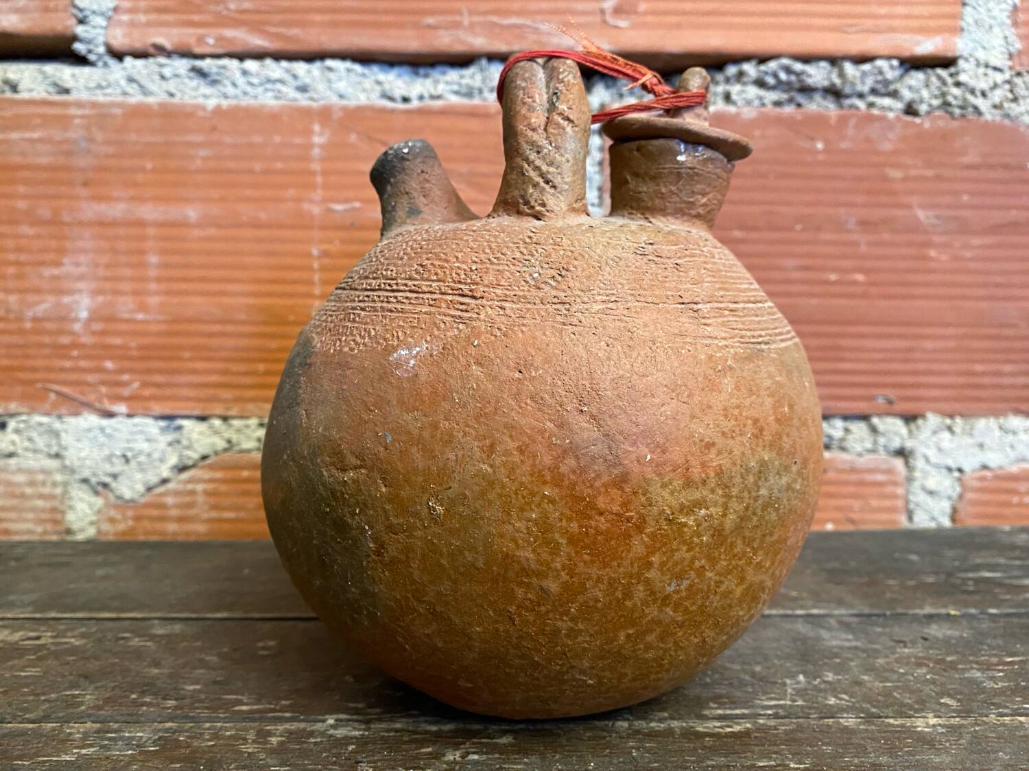 Gargoulette Jug Ball Antique Terracotta Chiseled Vintage #D616