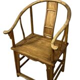 China 20th century: Horseshoe-shaped armchair in natural wood