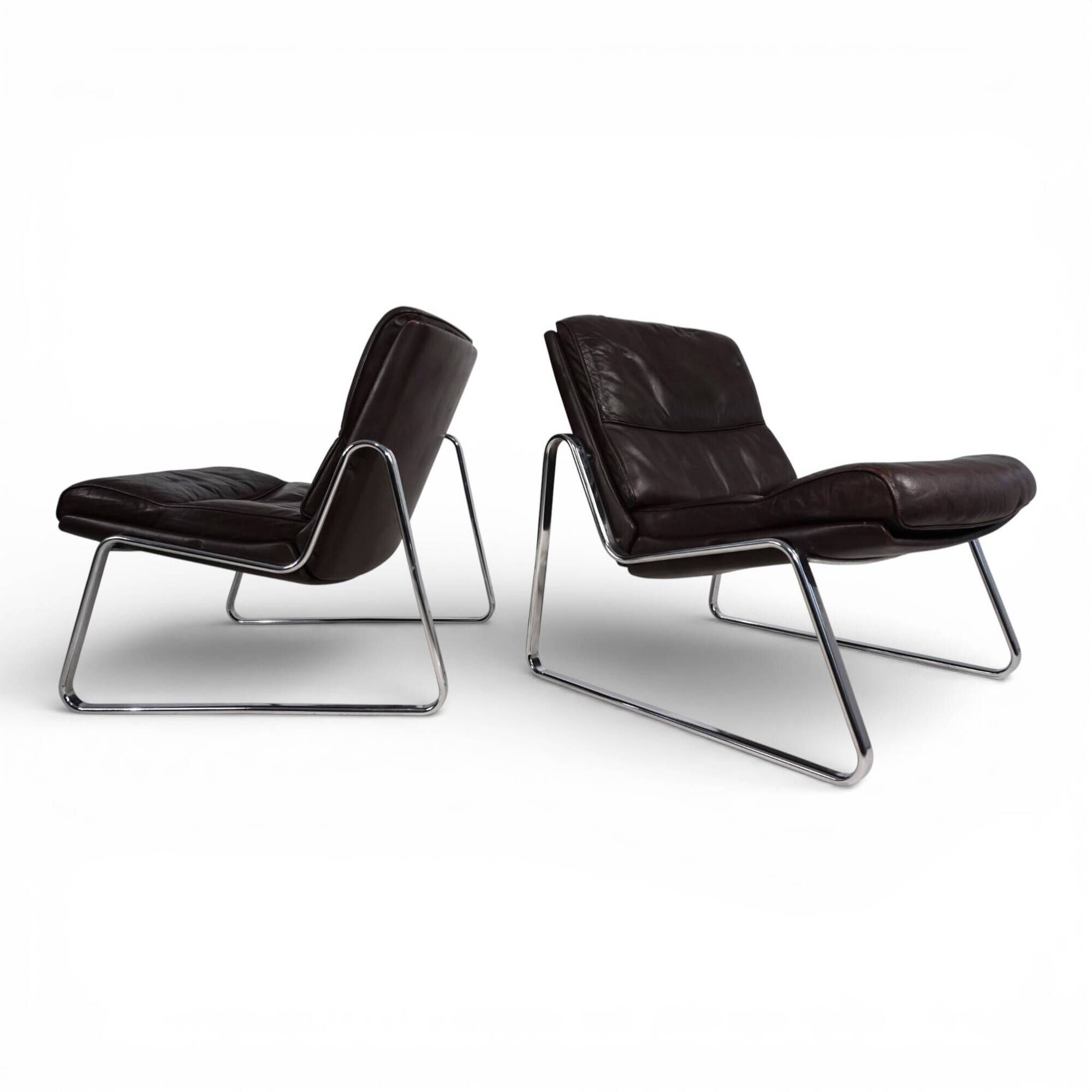 Set of 2 Drabert lounge chairs in brown leather by Gerd Lange, 1970