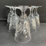 6 crystal wine glasses cut xxth