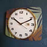 Vintage clock silent wall "Bayard blue green copper"