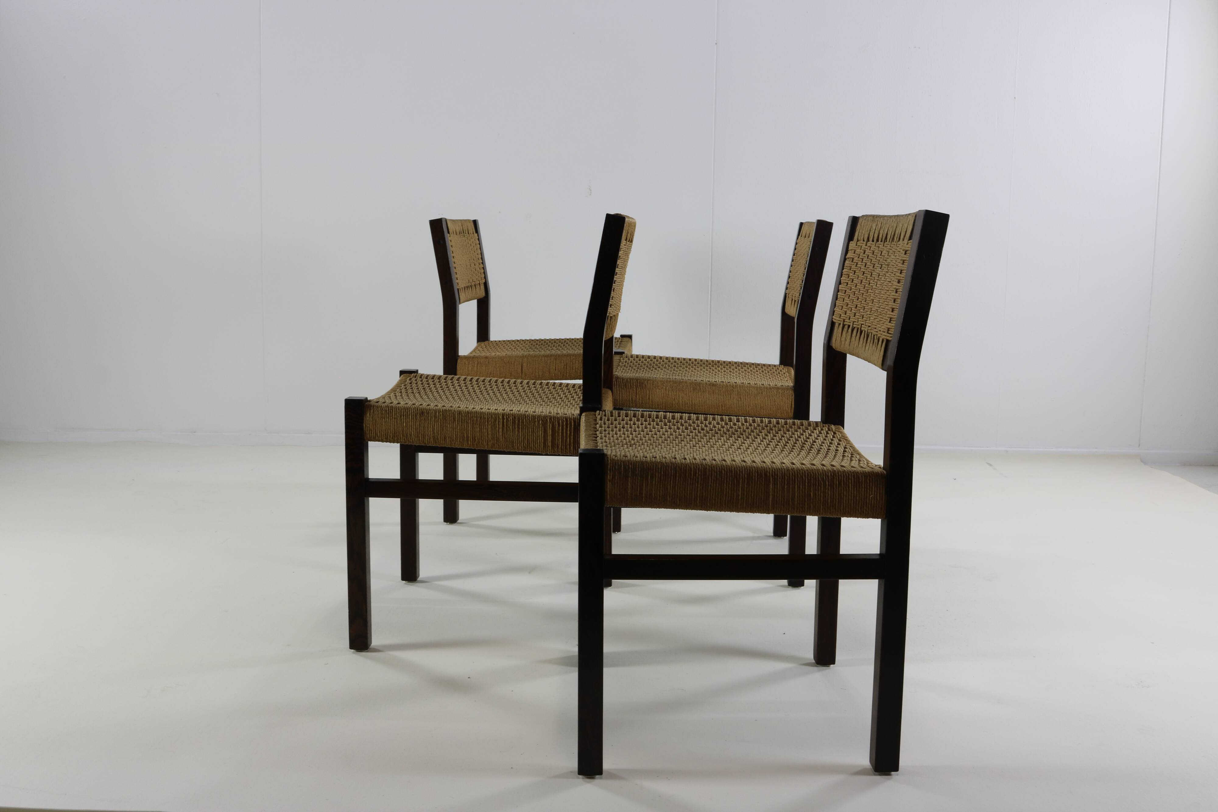 Set of four wenge wood dining chairs by Arnold Merckx for Fristho Holland