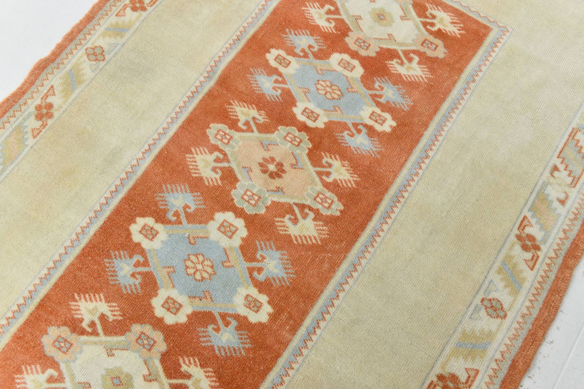 4x6 Oushak Light Blue & Beige Vintage Rug, 127x197Cm