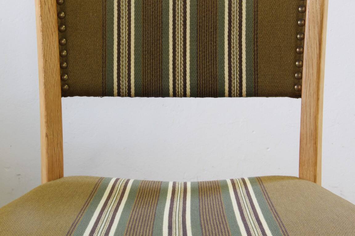 Vintage 1960s, brutalist Danish modern oak dining chairs by Henning Kjærnulf