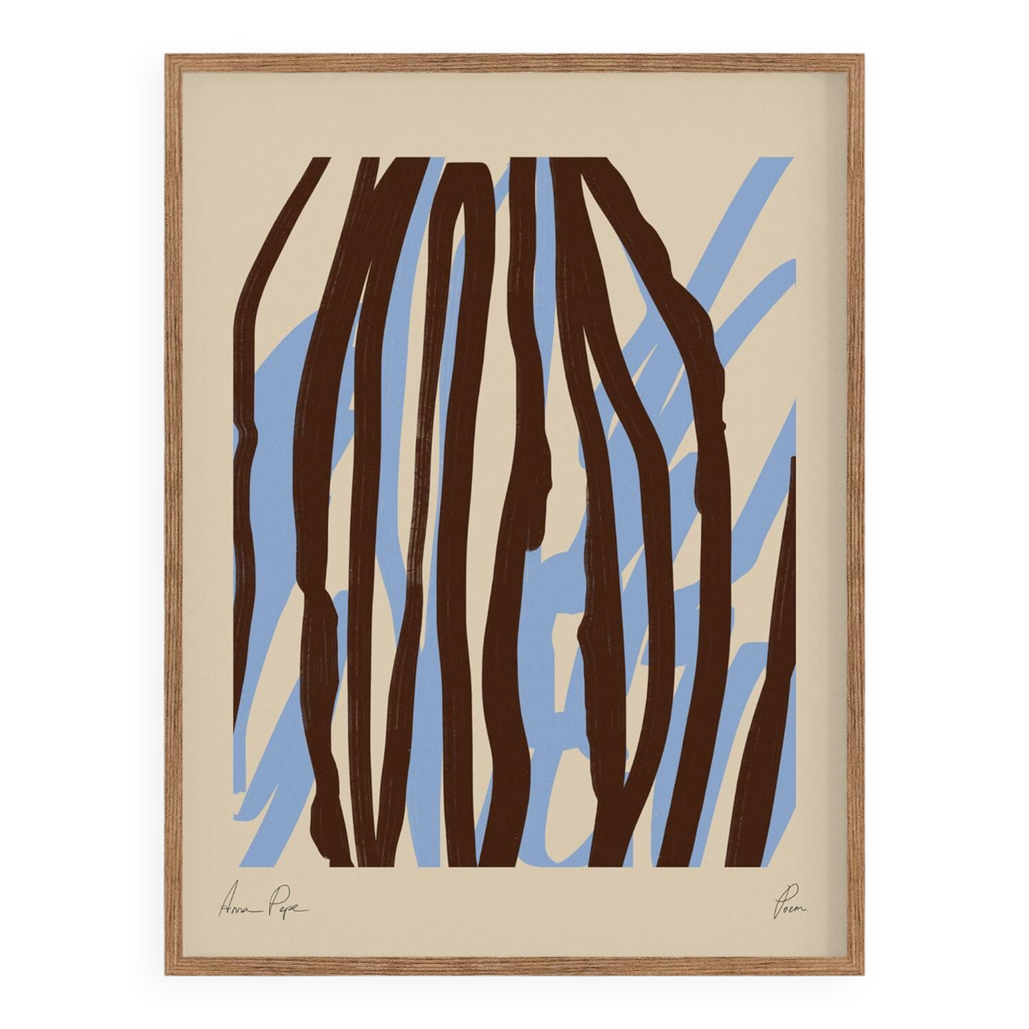 Impression giclée de lignes abstraites brunes et bleues
