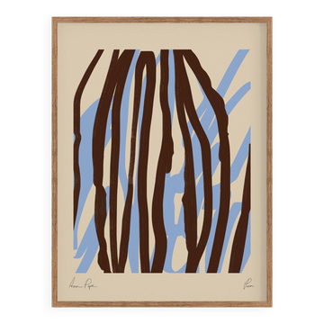 Impression giclée de lignes abstraites brunes et bleues