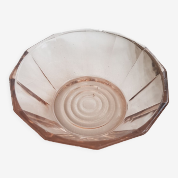 Pink glass salad bowl