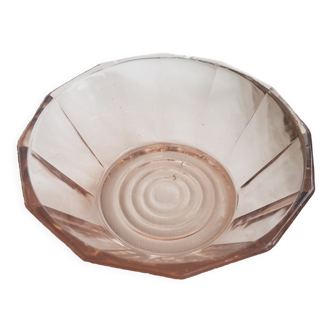 Pink glass salad bowl