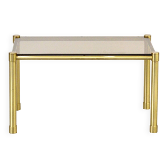 Midcentury Italian Tubular Brass And Smoked Glass Coffee Table. Retro.