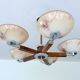 Large Art Deco pendant light in wood and glass, 1930s