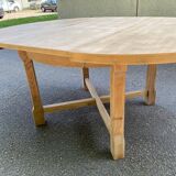 Table à manger ronde extensible de ferme rénovée en bois brut 170cm