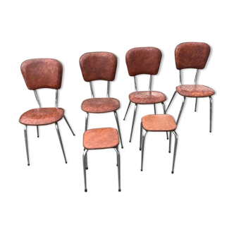Brown skai chairs and stool